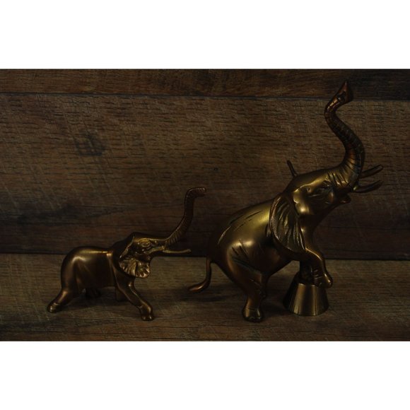 (2) Brass Elephants Made in India 8" and 5" - Picture 3 of 7